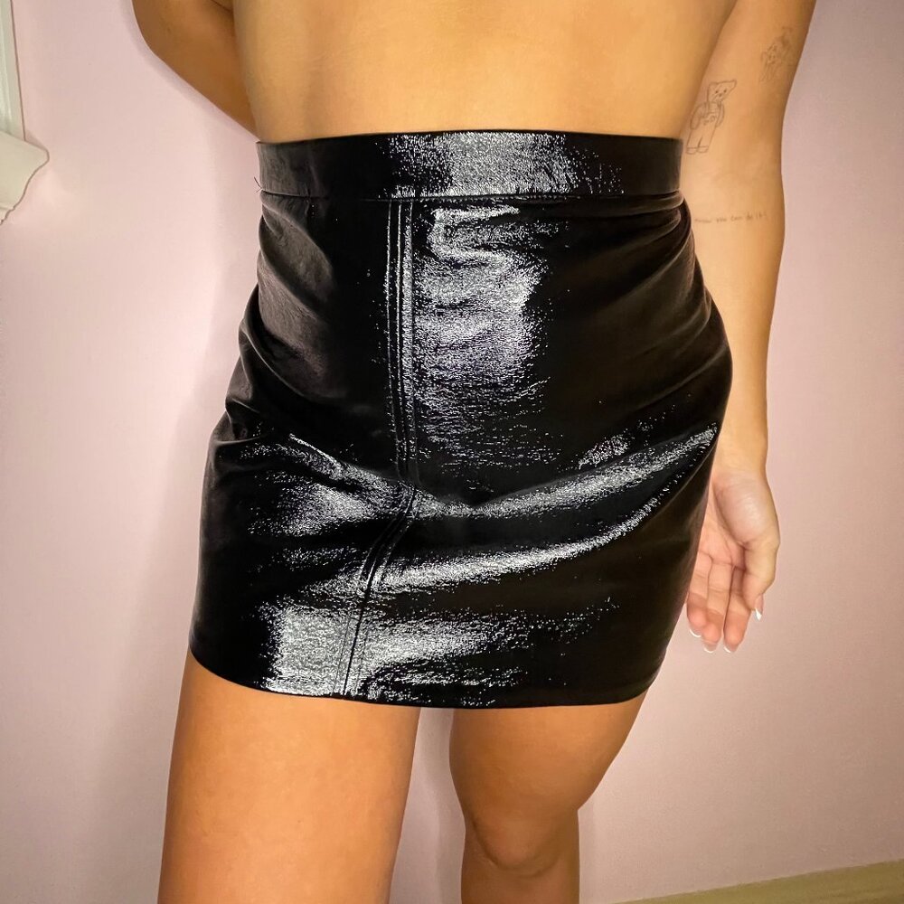 Black Faux Leather Mini Skirt